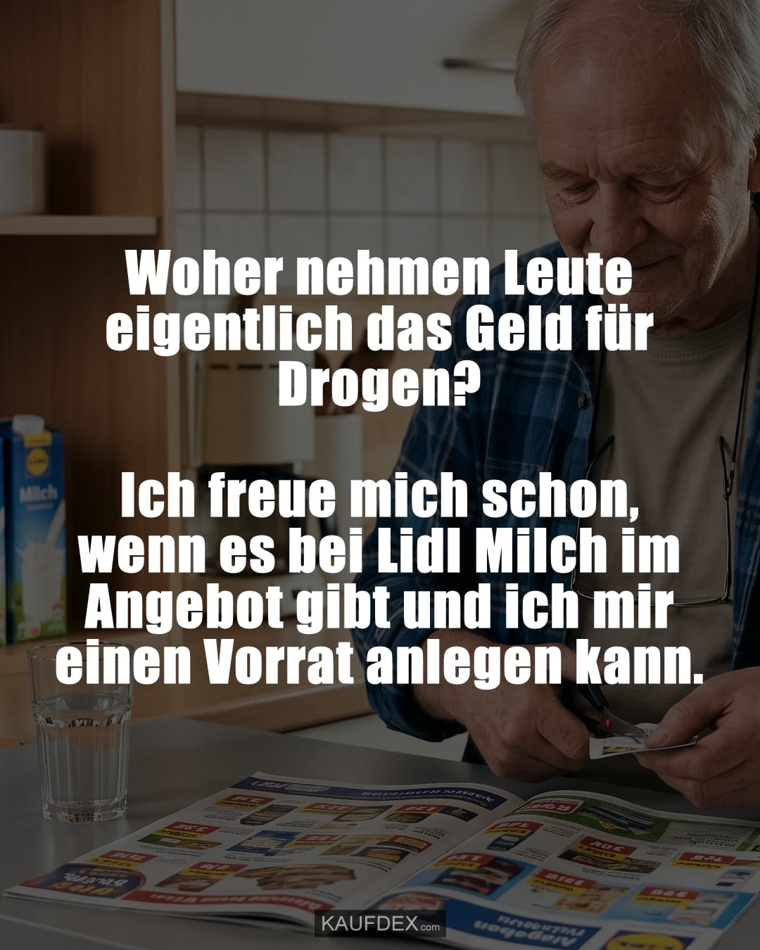 Woher nehmen Leute eigentlich das Geld für Drogen? Ich freue mich schon, wenn es bei Lidl Milch im Angebot gibt und ich mir einen Vorrat anlegen kann.