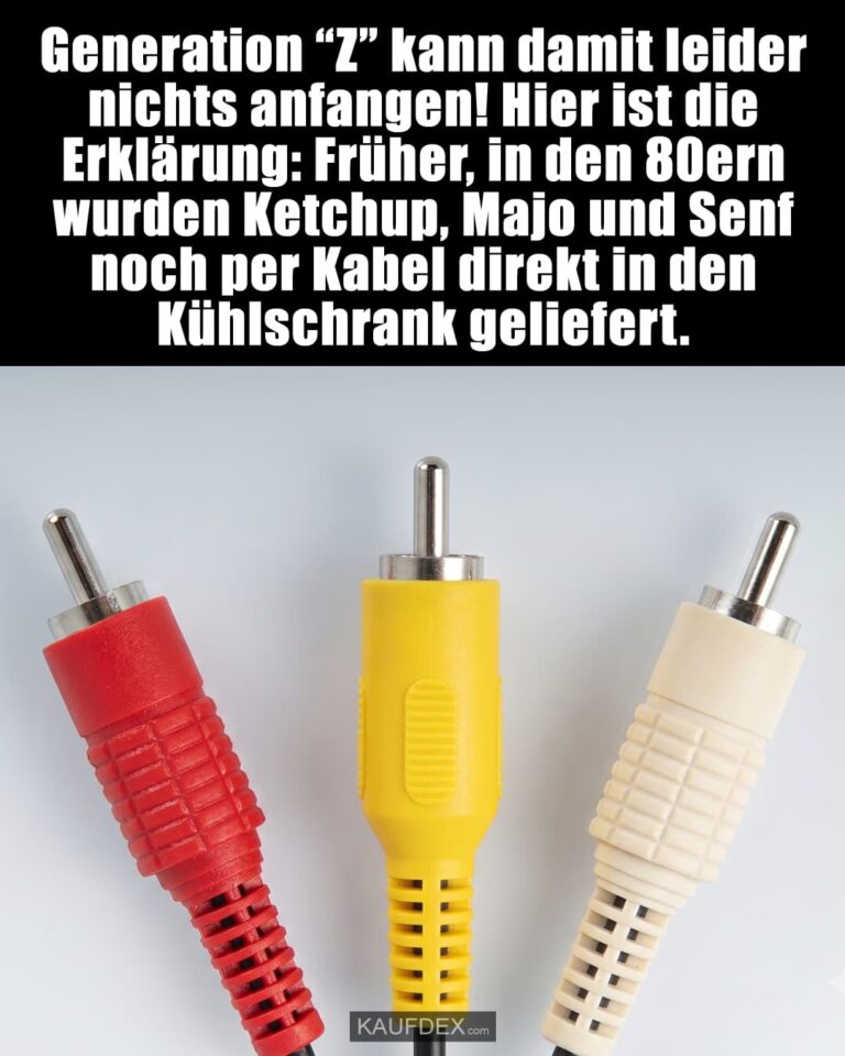 Generation “Z” kann damit leider nichts anfangen! Hier ist die Erklärung: Früher, in den 80ern wurden Ketchup, Majo und Senf noch per Kabel direkt in den Kühlschrank geliefert.
