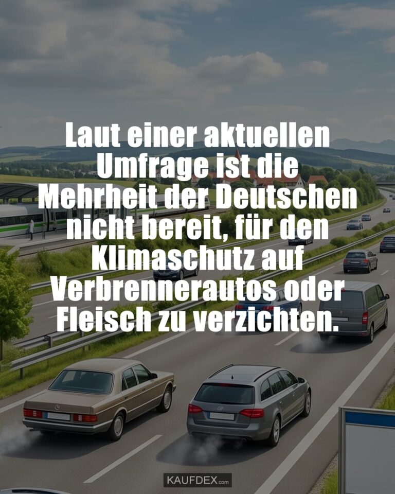 Laut einer aktuellen Umfrage ist die Mehrheit der Deutschen nicht bereit, für den Klimaschutz auf Verbrennerautos oder Fleisch zu verzichten.
