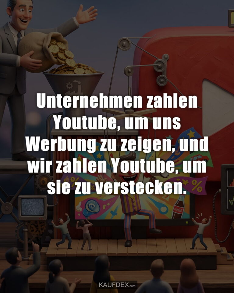 Unternehmen zahlen Youtube, um uns Werbung zu zeigen, und wir zahlen Youtube, um sie zu verstecken.