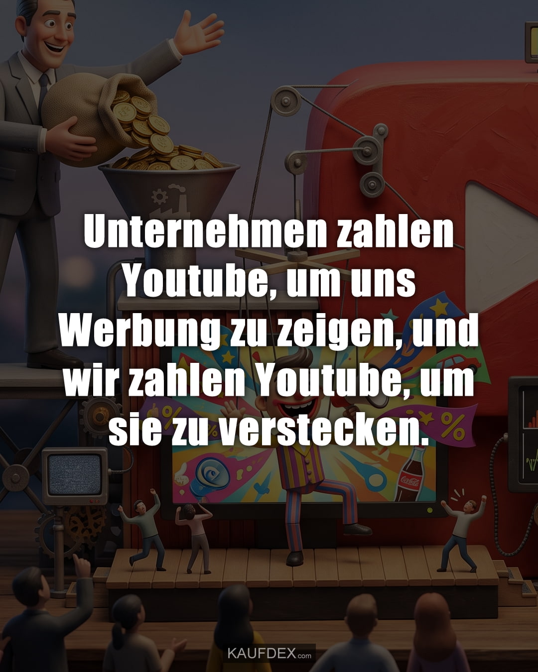 Unternehmen zahlen Youtube, um uns Werbung zu zeigen, und wir zahlen Youtube, um sie zu verstecken.