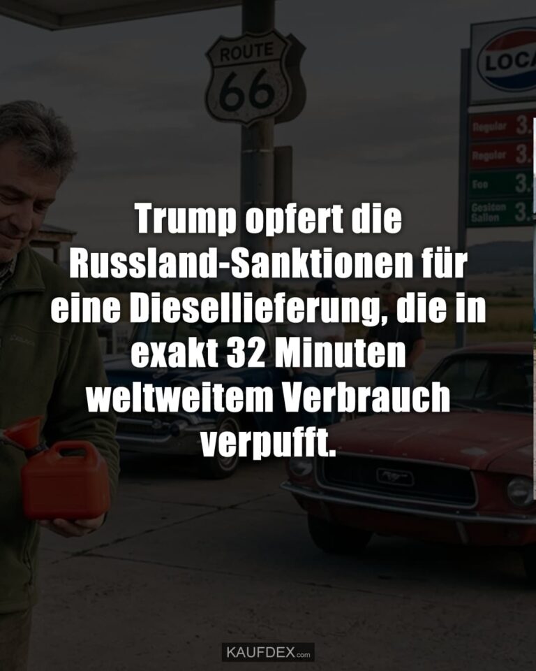 Trump opfert die Russland-Sanktionen für eine Diesellieferung, die in exakt 32 Minuten weltweitem Verbrauch verpufft.