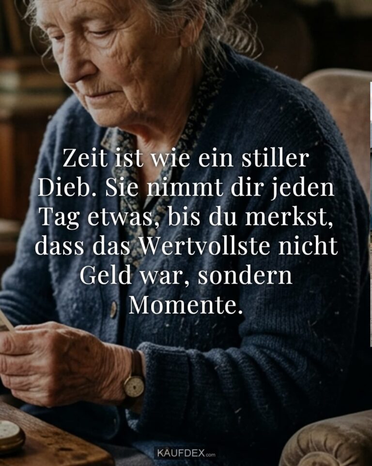 Zeit ist wie ein stiller Dieb. Sie nimmt dir jeden Tag etwas, bis du merkst, dass das Wertvollste nicht Geld war, sondern Momente.